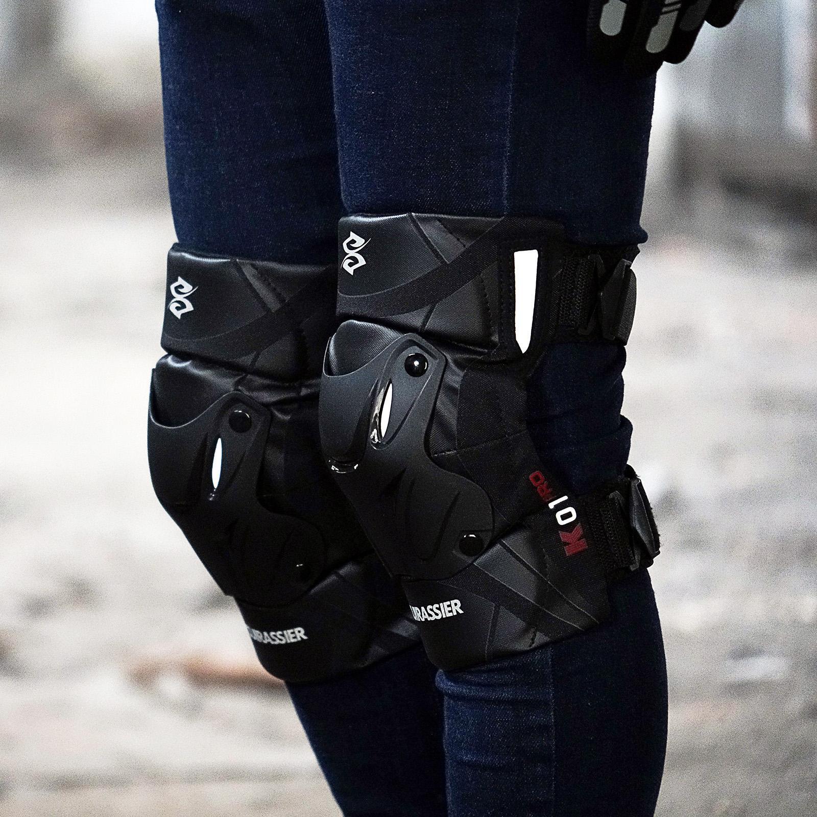 2x Motorcycle Knee Pads K01-3 for Motocross Racing Reflective Black