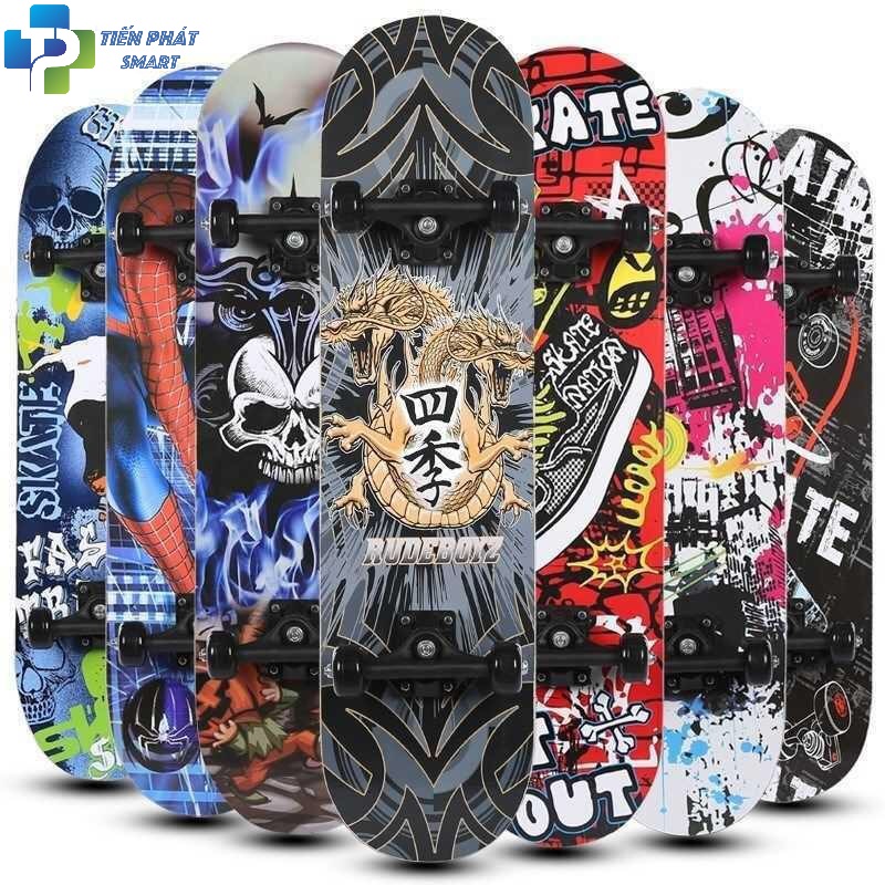 Ván trượt Người Lớn Skateboard Mặt Nhám, Bánh Pu Cỡ Đại 80x20+ Khung Hợp Kim Nhôm Chịu Lực(Nhiều Màu sắc)