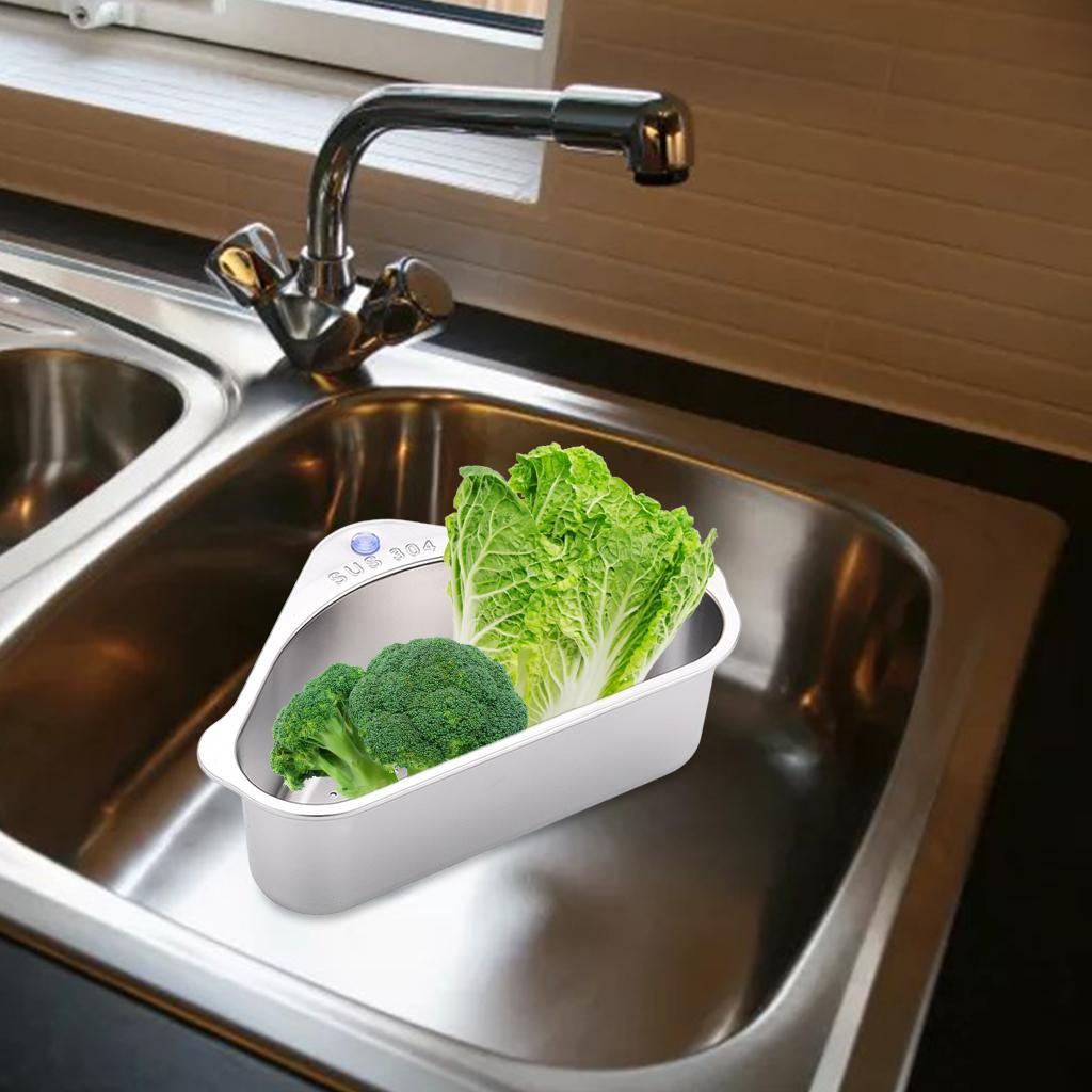 3X Stainless Steel Sink Drainage Basket with Suction Cup Corner Sink Strainer