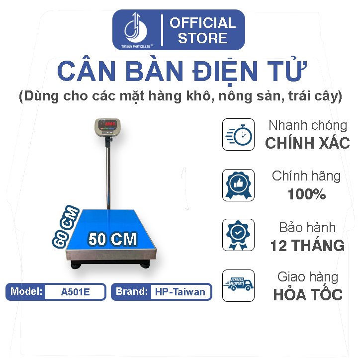 Cân Bàn Điện Tử A501E - Mặt Bàn Cân 500X600MM