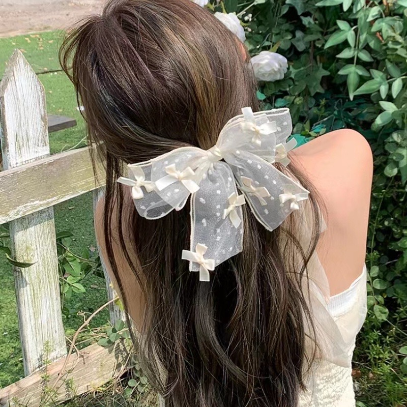 Kẹp tóc nơ tiểu thư - kẹp tóc nơ ren ullzang hàn quốc mẫu mới hot hit