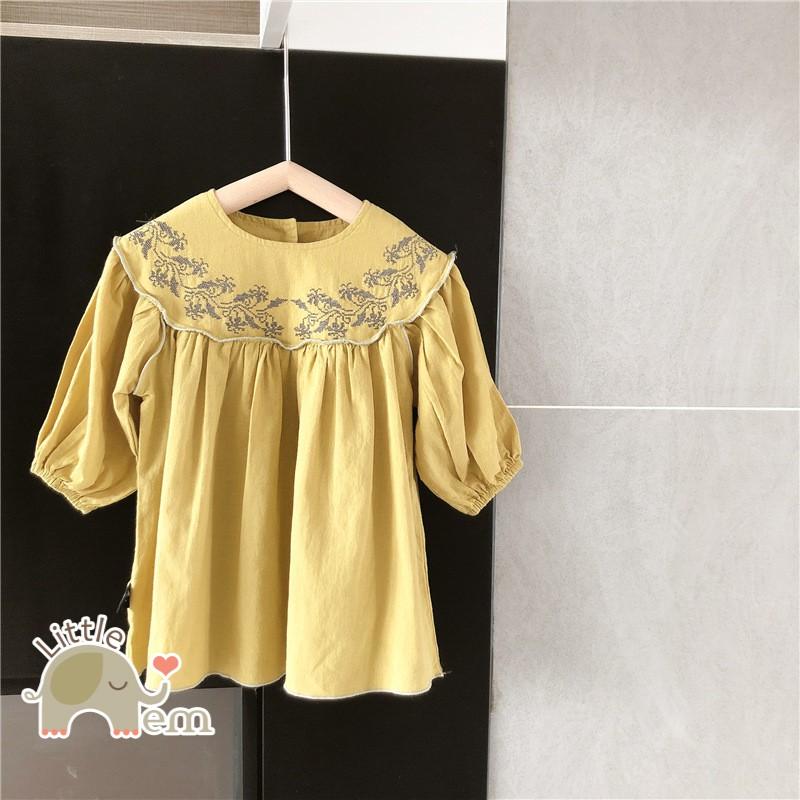 Váy bé gái Cotton _ Cổ viền thêu