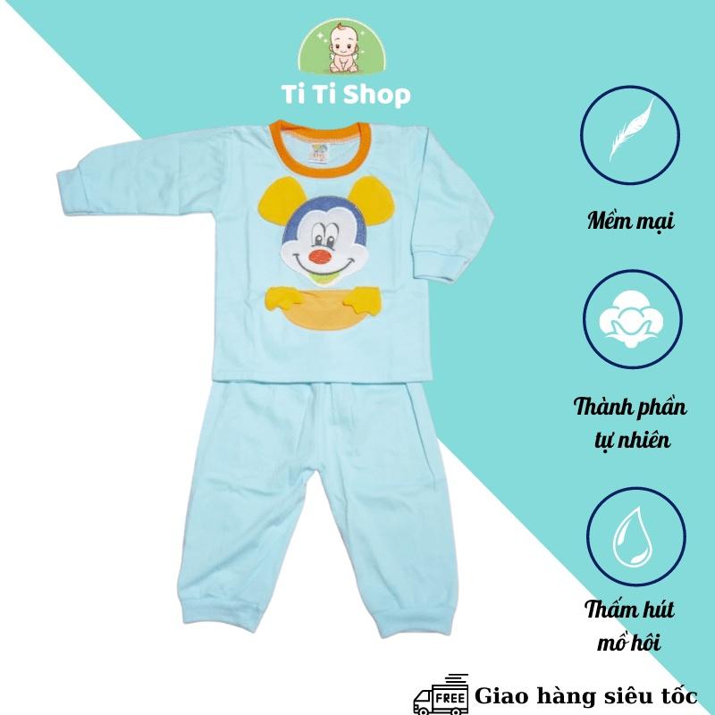 Set áo quần trẻ em sơ sinh HÀNG SẴN thêu chuột mickey - 5 màu - dành cho trẻ 3 - 9kg - cotton 100%