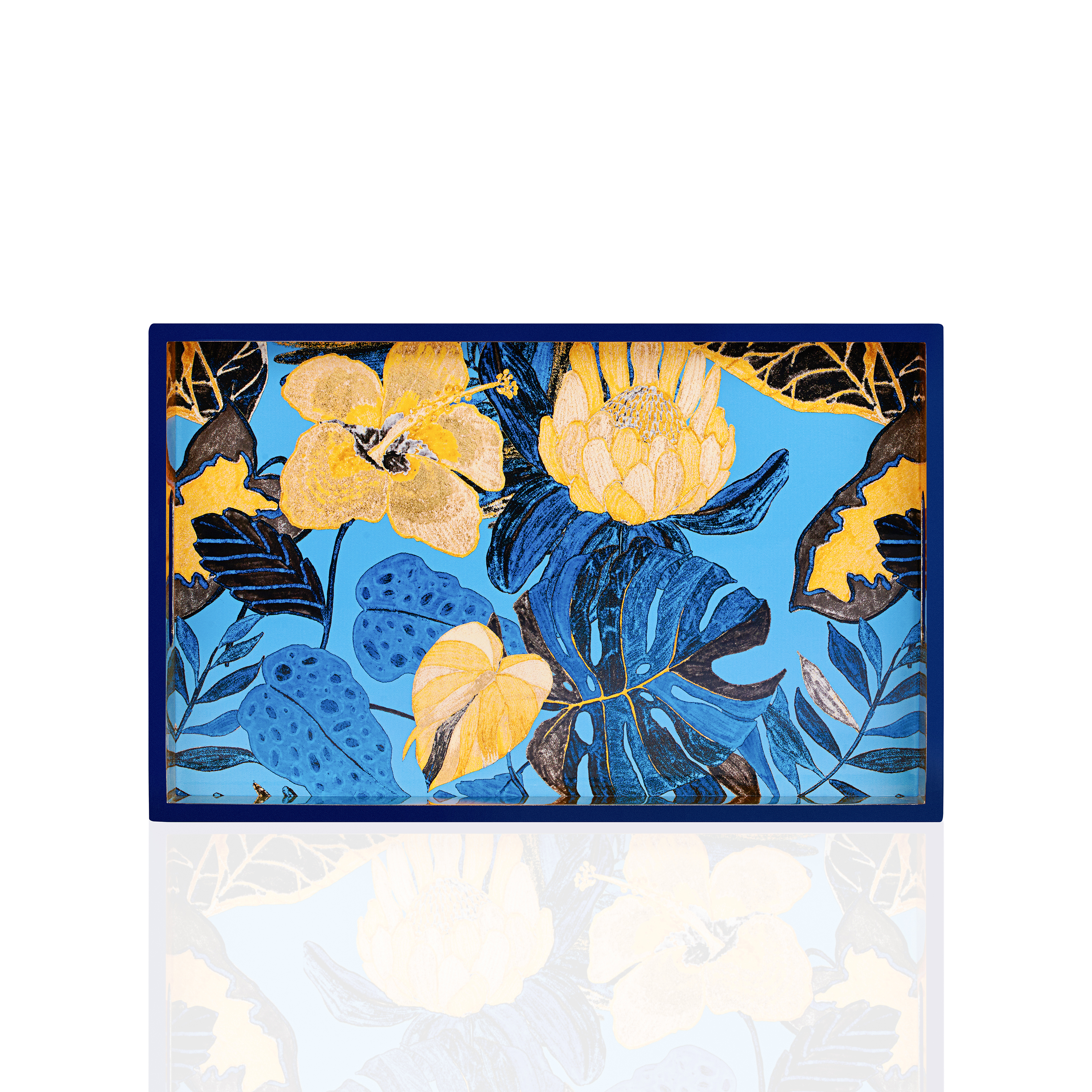 KHAY SƠN MÀI - Họa tiết hoa dâm bụt 25x40cm