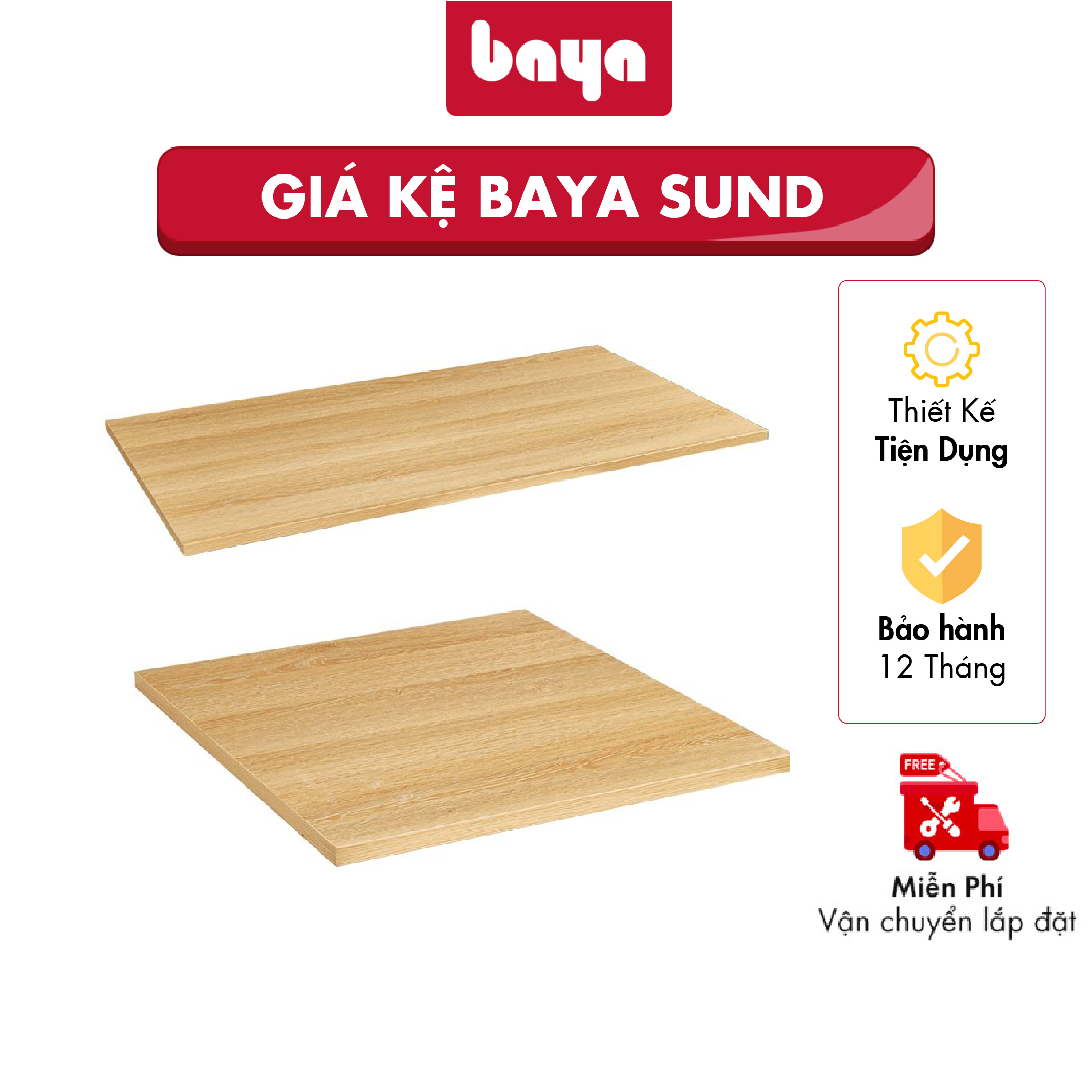 Giá Kệ Gỗ Chia Ngăn Tủ Phong Cách Hiện Đại BAYA Sund Chất Liệu Gỗ MFC Bền Chắc Chống Ẩm Mốc Thiết Kế hình Chữ Nhật Màu Vân Gỗ Sáng Nhã Nhặn