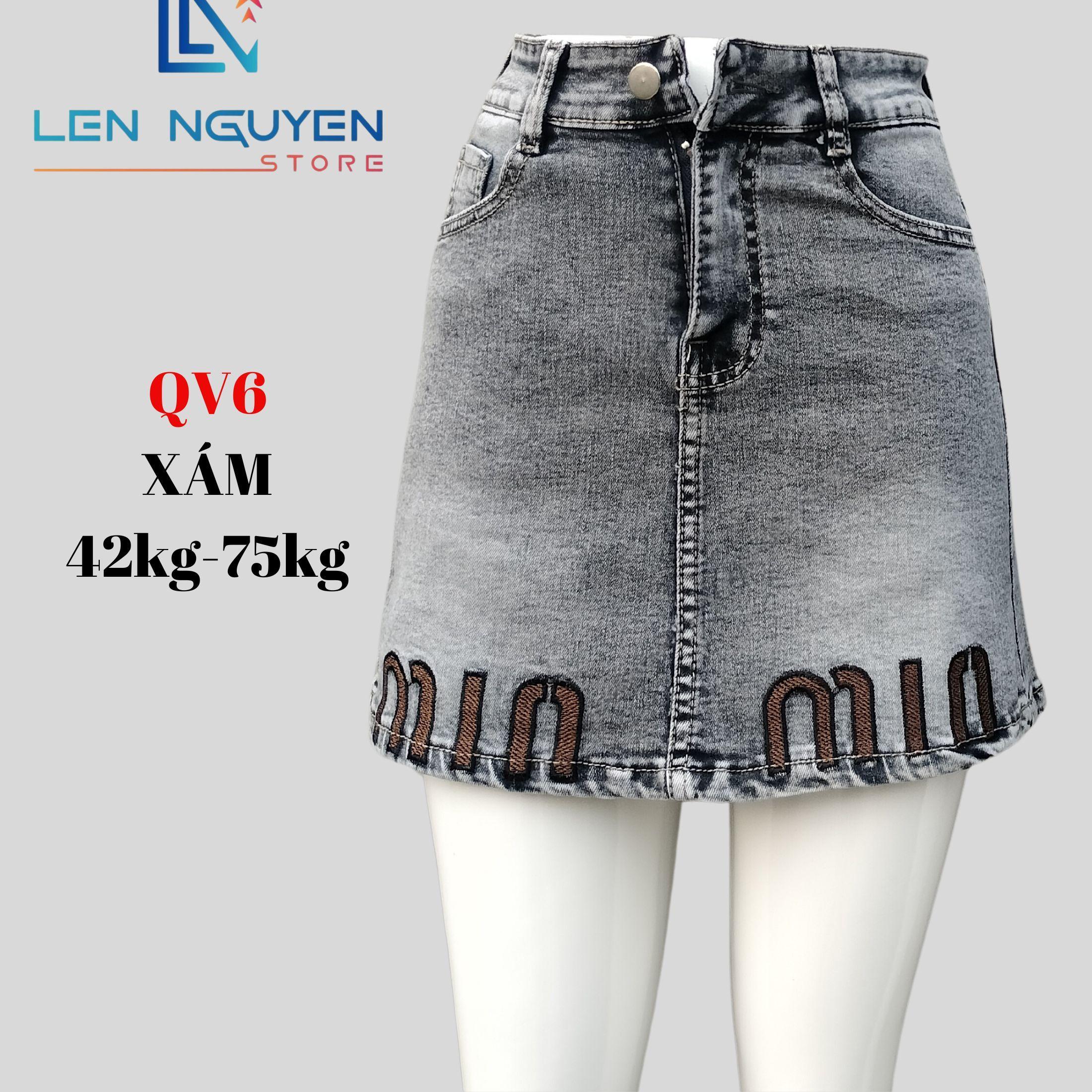 QV6_Quần jean nữ, quần váy, lưng cao, quần bò nữ dáng ôm, quần rin nữ có big size, cho 42kg đến 75kg