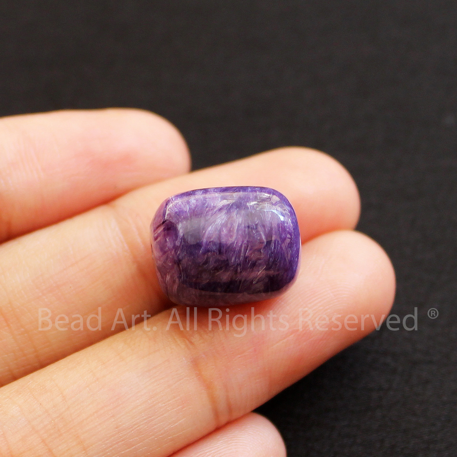 [1 Hạt] 14x11MM Lu Thống Đá Mắt Rồng Tím, Charoite, Tự Nhiên Loại AAA, Phối Vòng Tay Phong Thuỷ, Chuỗi Hạt, Trang Sức, Mặt Dây Chuyền, Hợp Mệnh Thổ, Hỏa - Bead Art