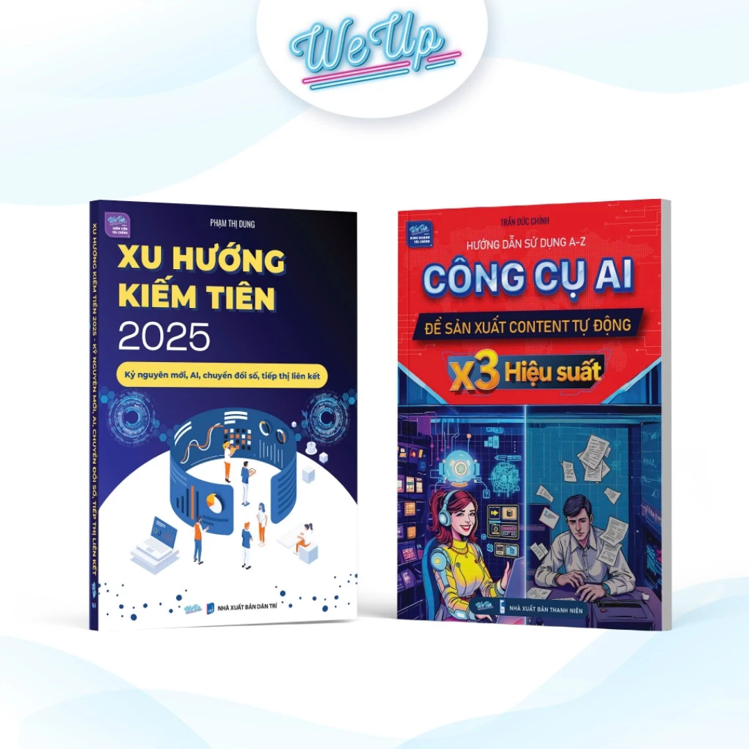 Combo 2 sách: Xu hướng kiếm tiền 2025, Công cụ AI sản xuất content tự động