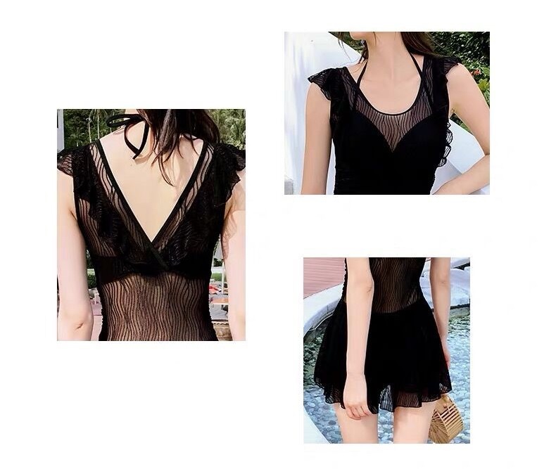Đồ bơi, bikini đen kiền thân ren quyến rũ