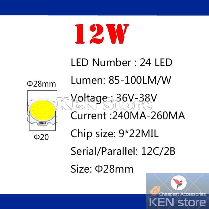 Bóng led 3W 5W 7W 10W 12W 15W đường kính 28mm