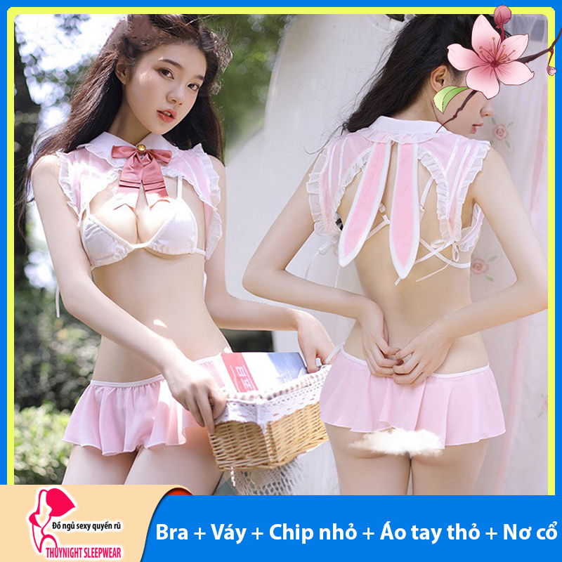 Váy ngủ cosplay sexy gợi cảm Q402 - Đầm ngủ cosplay quyến rũ - Bộ quần áo ngủ nữ - Đồ ngủ mạc nhà