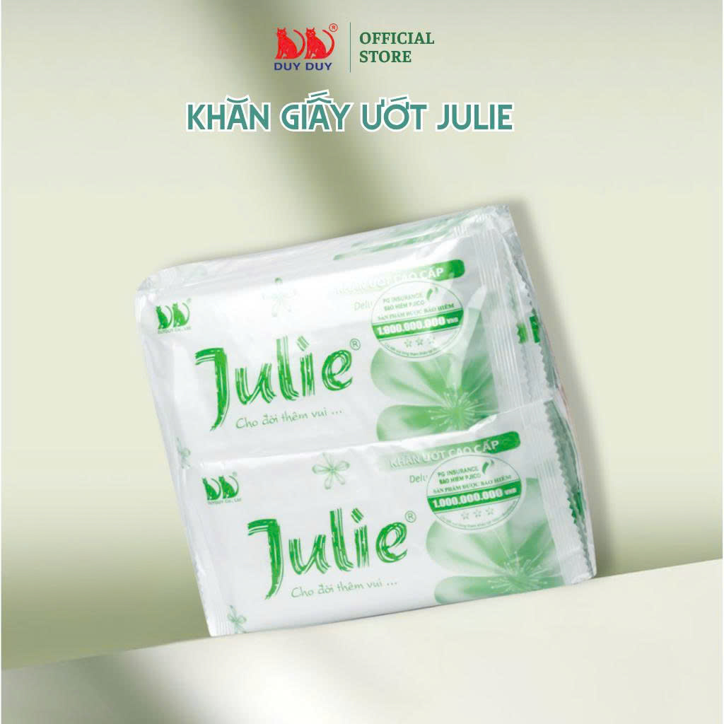 Khăn lạnh dùng một lần Julie Xanh lá vải bi 20 cái (20x24cm) hương hoa hồng không hóa chất