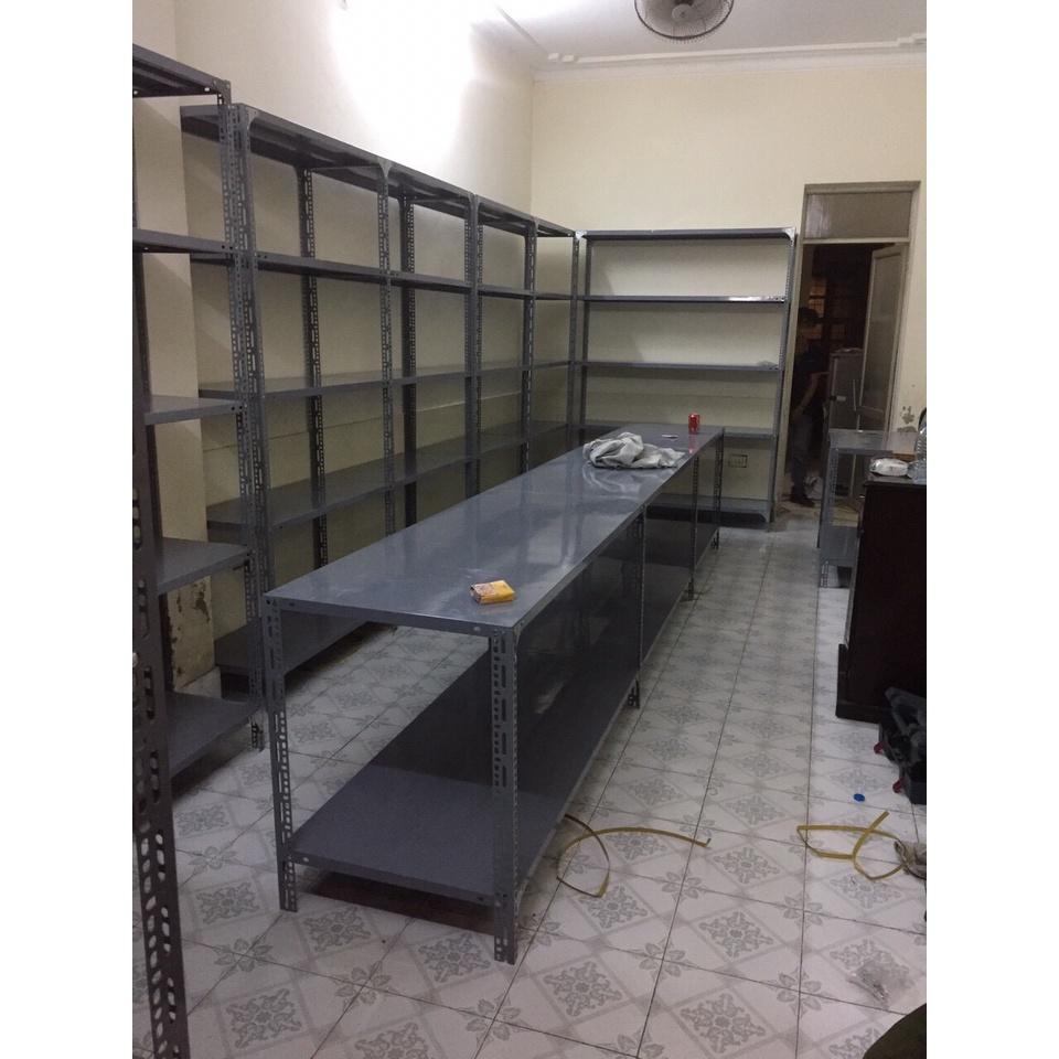 Kệ Sắt Đa Năng 2 Tầng Dài 0,8m x Rộng 0,4m x Cao 0,6-0,8m V Lỗ Lắp Ghép Để Đồ