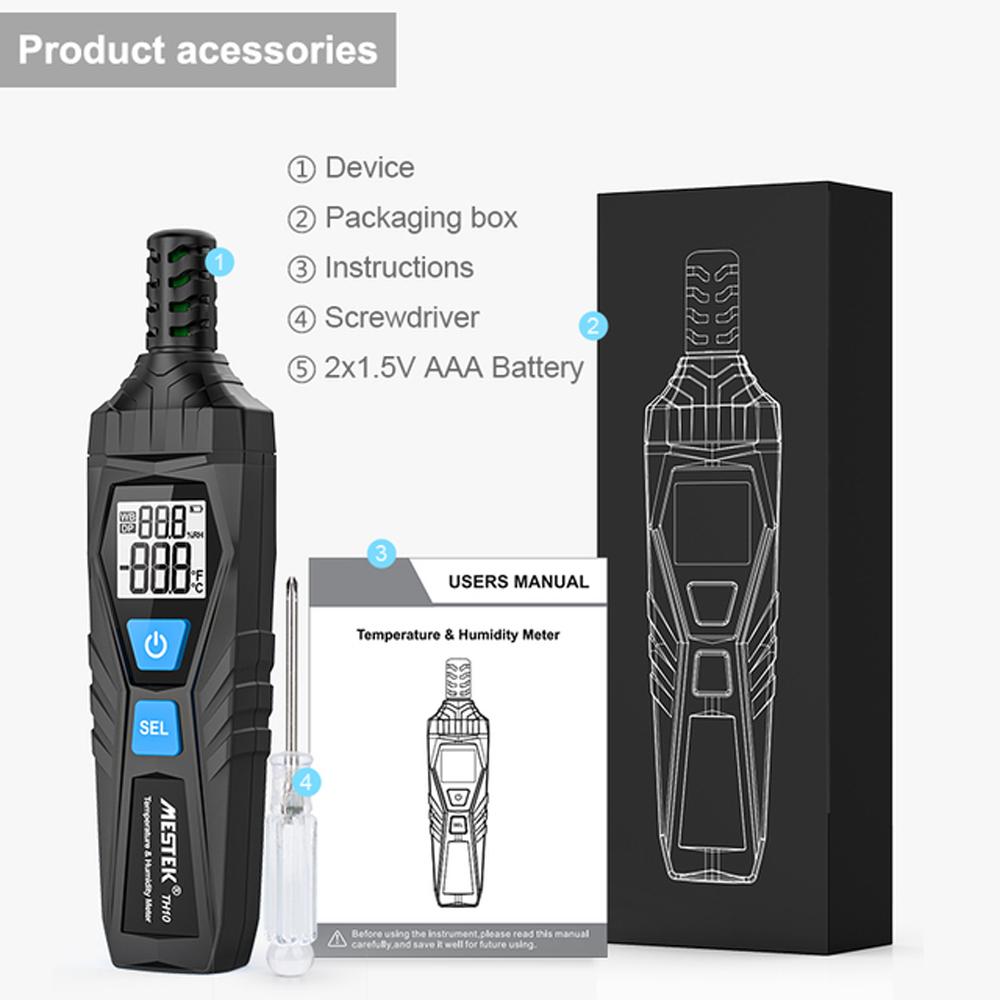 Handheld Digital LCD Display Temperature and Humidity Monitoring Meter Multifunctional Hygrothermograph ℃ and ℉ Switchable