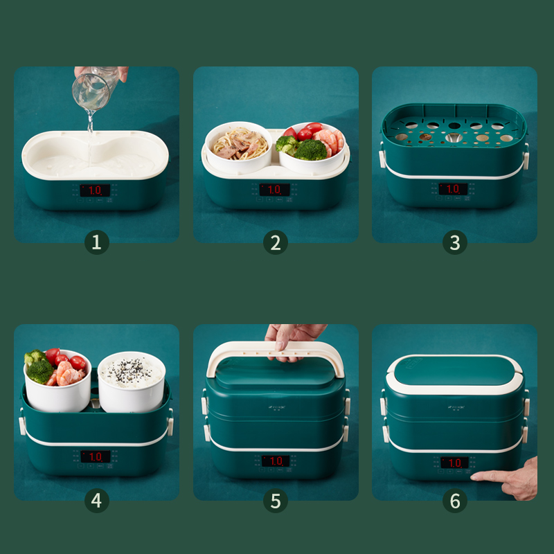 Hộp đựng cơm văn phòng lõi sứ 4 ngăn - Hộp cơm văn phòng 2 tầng cao cấp - Có Ảnh Thật