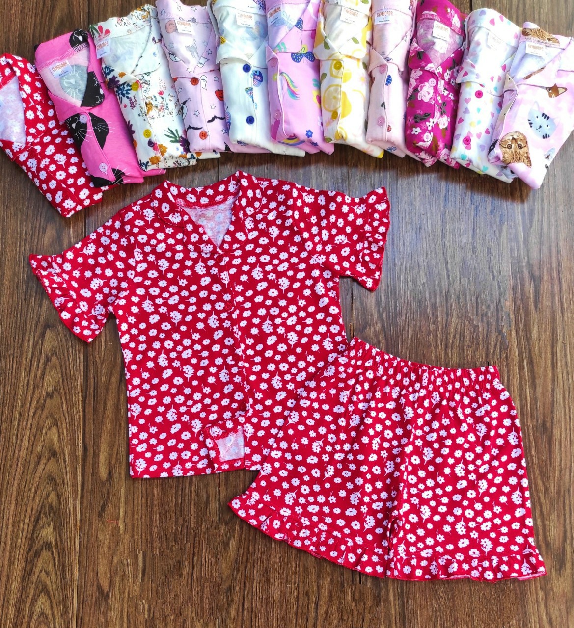 Đồ bộ bé gái, bộ pijama ngắn tay cho bé gái size 18-35kg chất cotton mềm mát