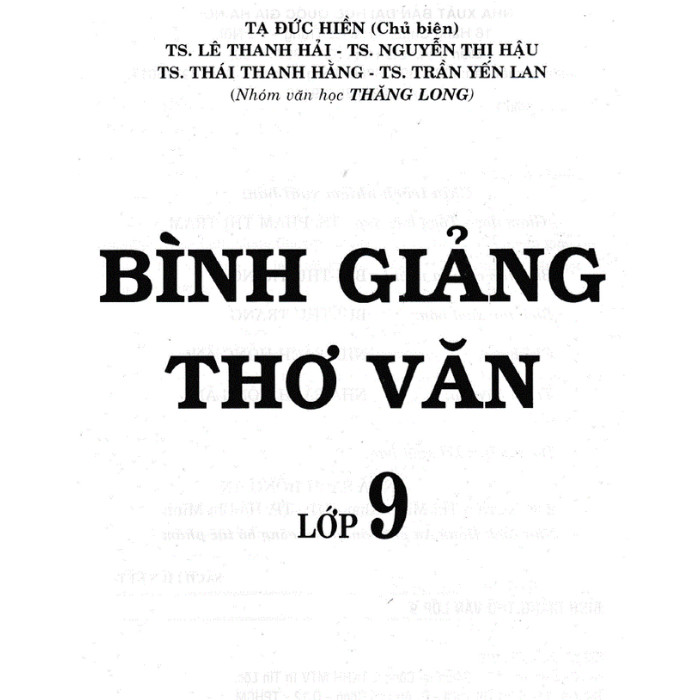 Bình Giảng Thơ Văn Lớp 9 (Tái Bản)