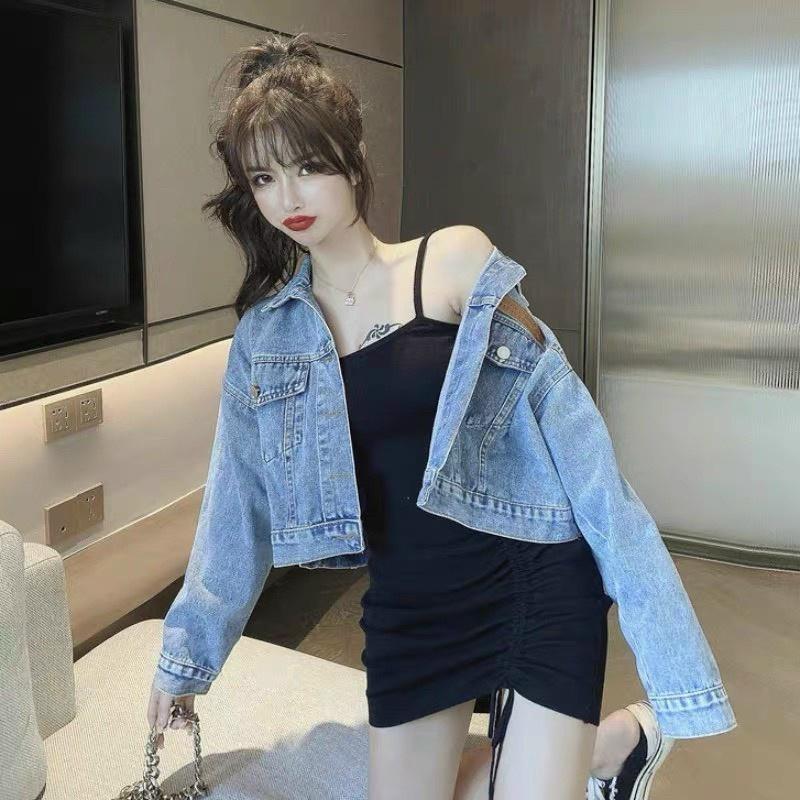 Áo khoác nữ chất jean cao cấp thời trang gắn mac da form dưới 58Kg NBAK01