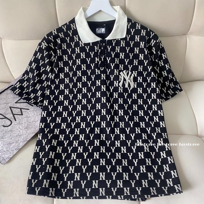 Áo Thun Polo Unisex NY màu ĐEN vải chân cua dày mịn Nam nữ unisex Áo thun có cổ form rộng Jaystoree