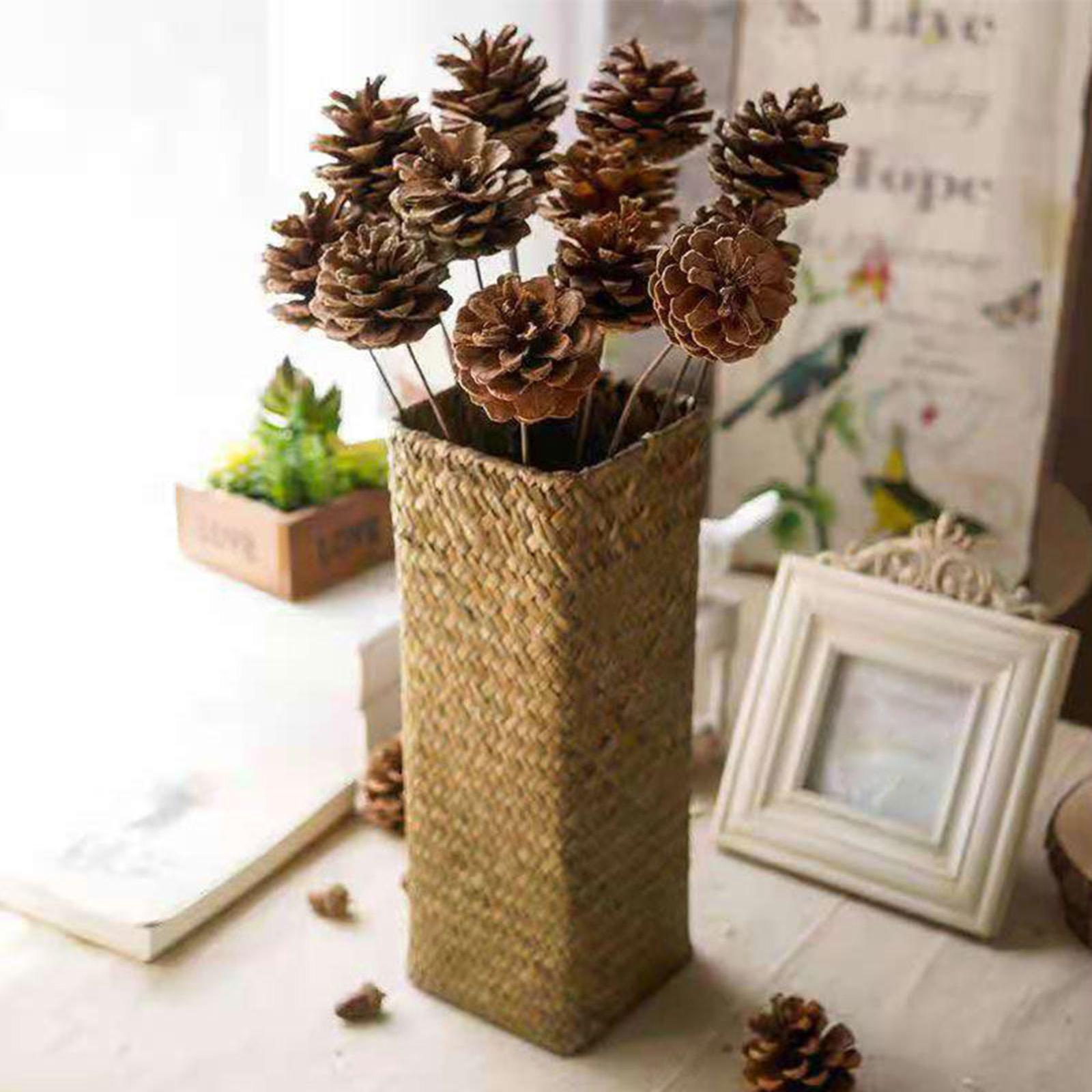 Rattan Flower Basket Bottle Retro Style Boho Flower Holder Plants Flower Pot