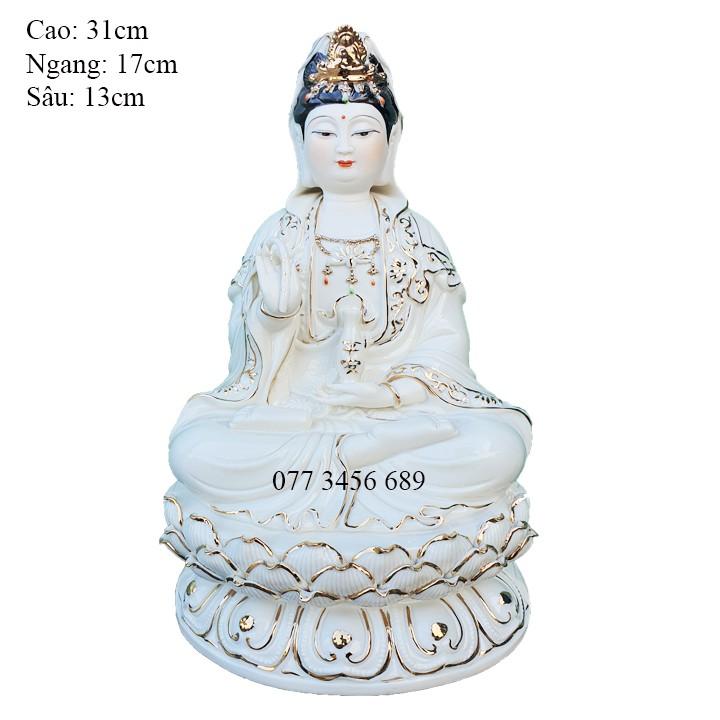 Tượng Quan Âm sứ cao 31cm