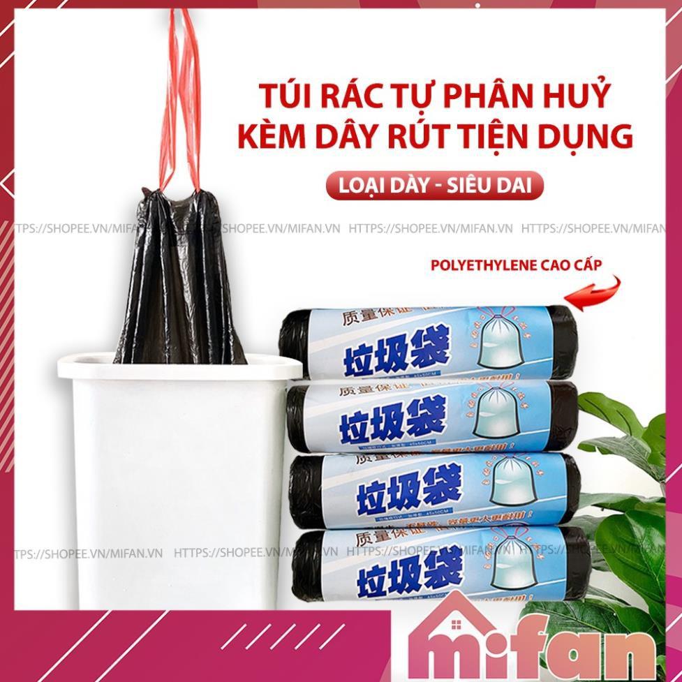 Túi Đựng Rác Tự Phân Huỷ Có Dây Rút - 45x50 cm - 15 túi/cuộn