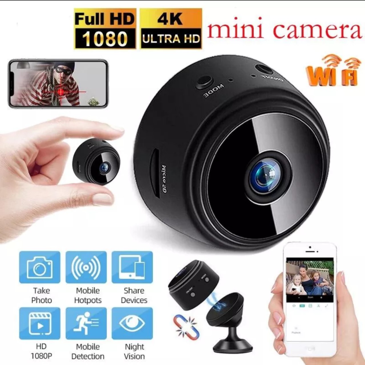 (Giá tốt) Camera wifi an ninh gia đình 1080p mini giấu kín, kết nối Wifi không dây hình ảnh chất lượng cao - Góc Quay Rộng