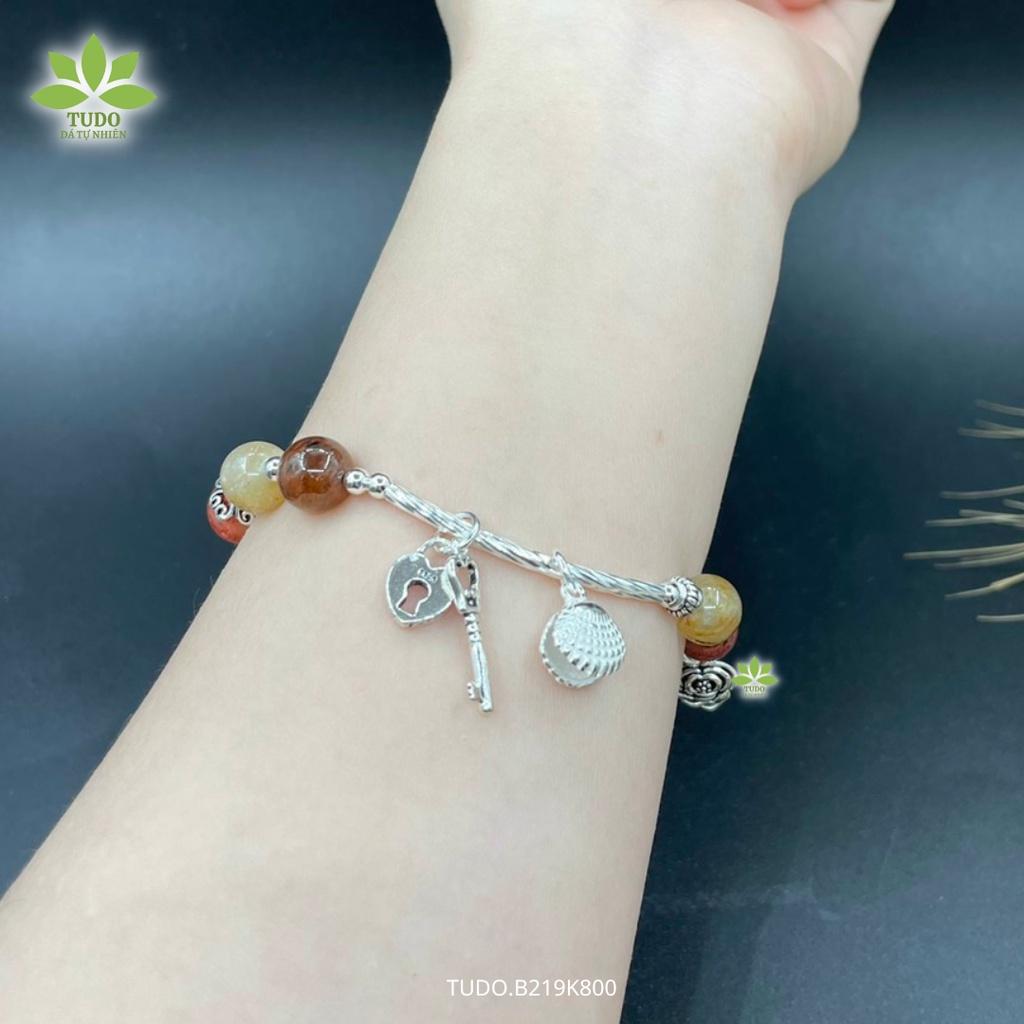 Vòng Tay Bạc Nữ Charm Bạc Chìa Khóa Tình Yêu, Hoa Hồng, Vỏ Sò Mix TA Ưu Linh Đa Sắc TUDO B219K800 - Đa Mệnh