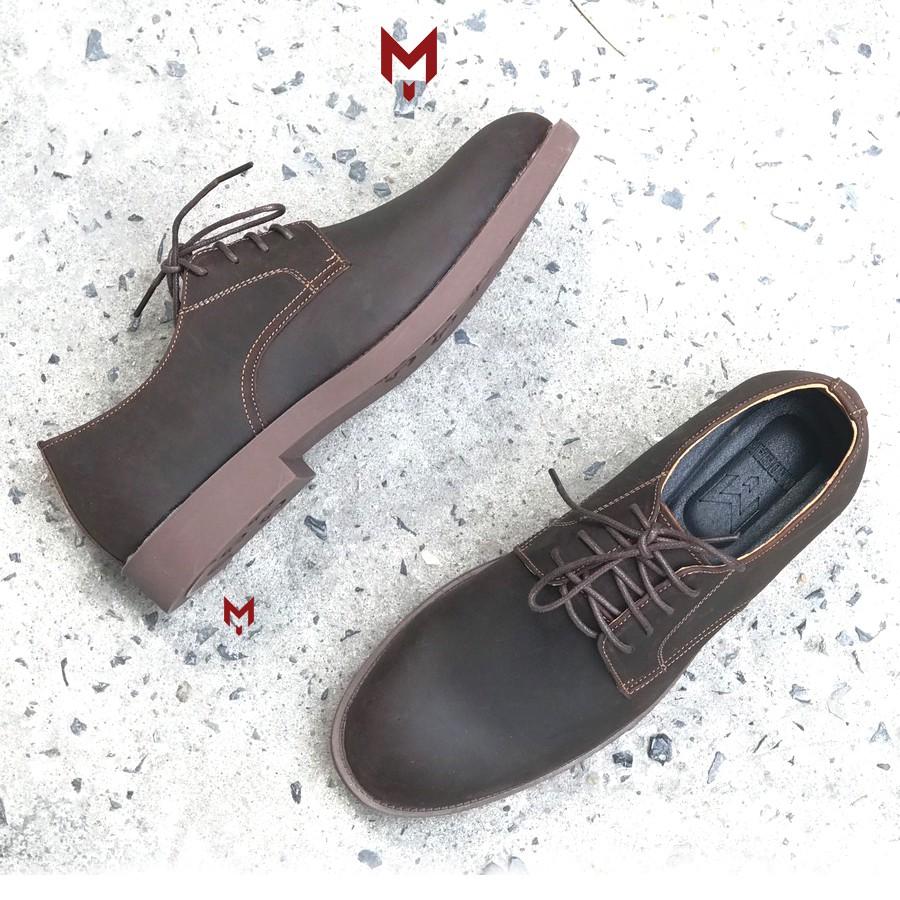 Giày tây nam Derby Plain MAD Shoes da bò sáp ngựa điên buộc dây thời trang cao cấp chất lượng tốt