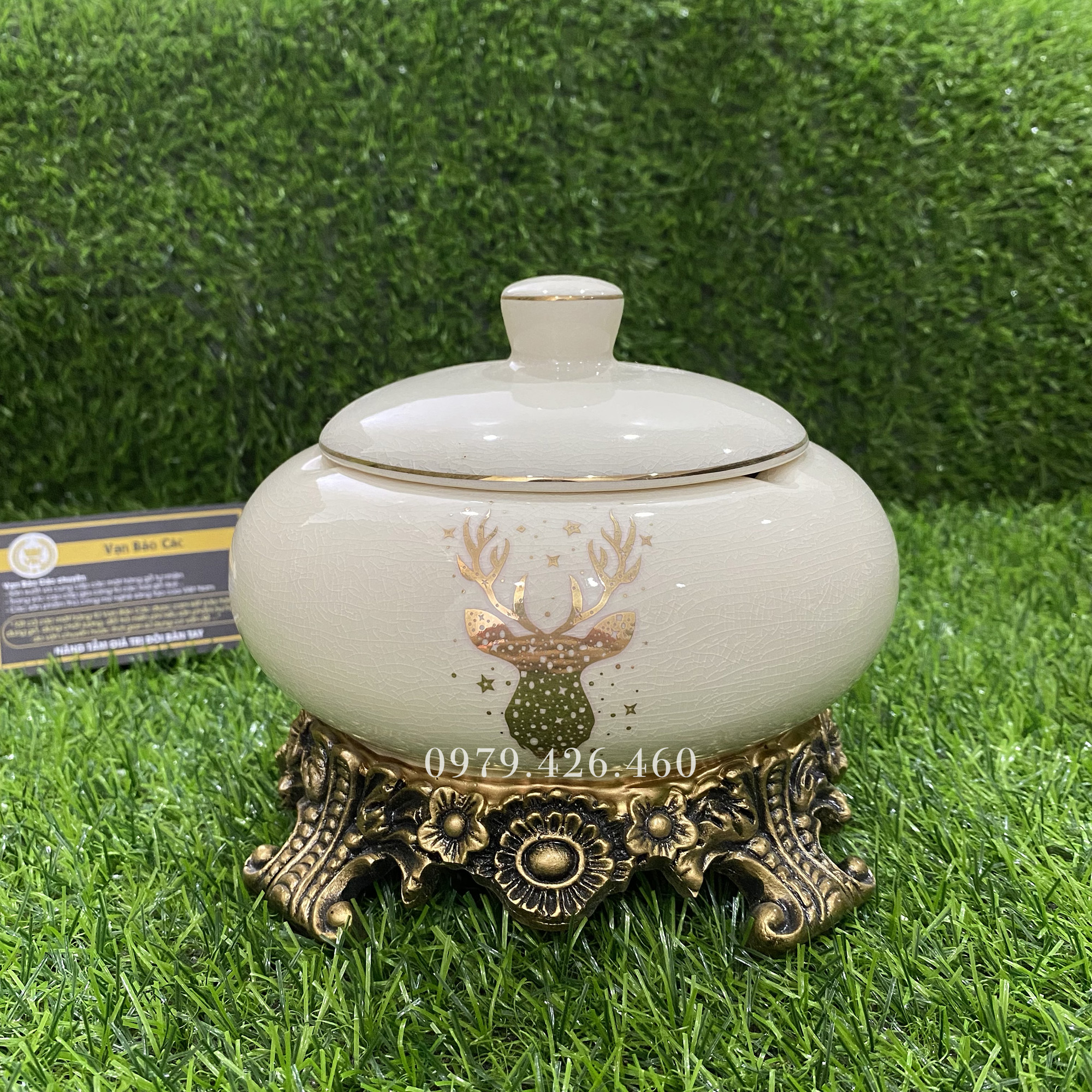 Gạt tàn gốm mạ vàng 18k cao cấp - Gạt tài Cigar
