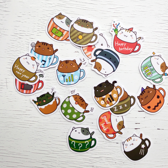 Sticker Bịch Mèo Ly Cảm Xúc Cute