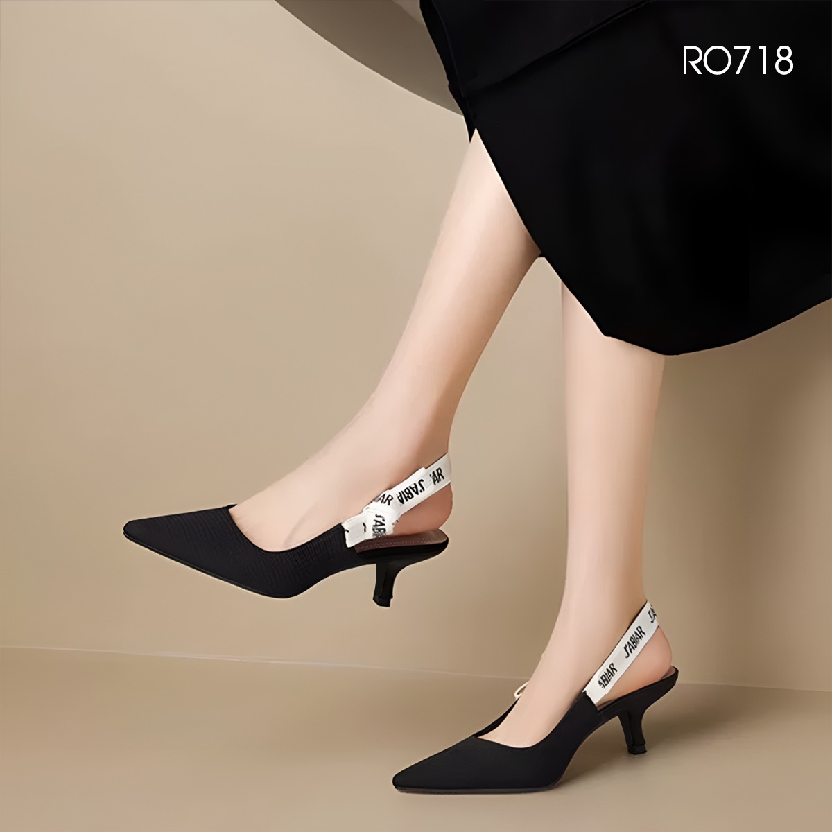 Giày cao gót nữ mũi nhọn, quai sau ROSATA RO718 -5p- Đen - HÀNG VIỆT NAM-BKSTORE