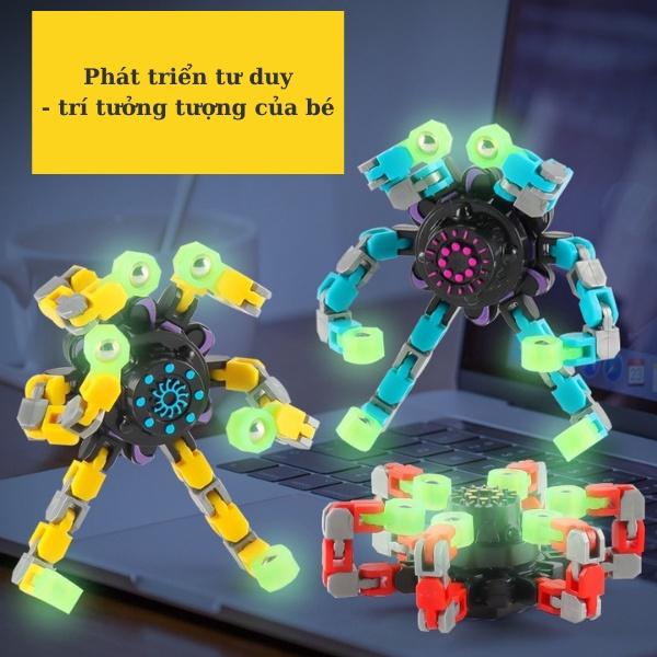 Đồ chơi Fidget Spinner con quay xoay cơ khí phát sáng thay đổi hình dạng theo ý muốn, xả stress