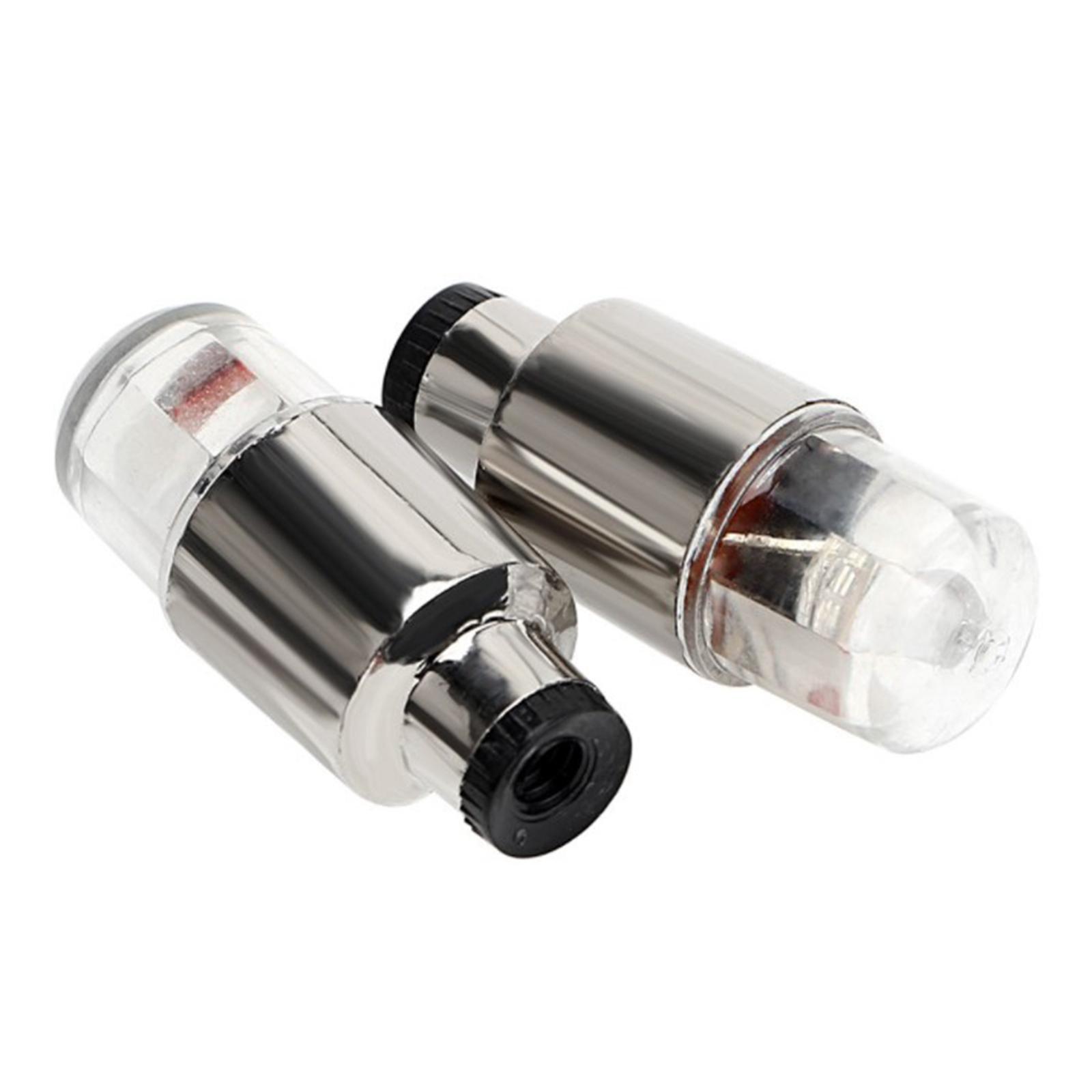 2X Motorcycles Wheel Tire Valve Stem Cap Neon LED Flash Light Spoke Lamp