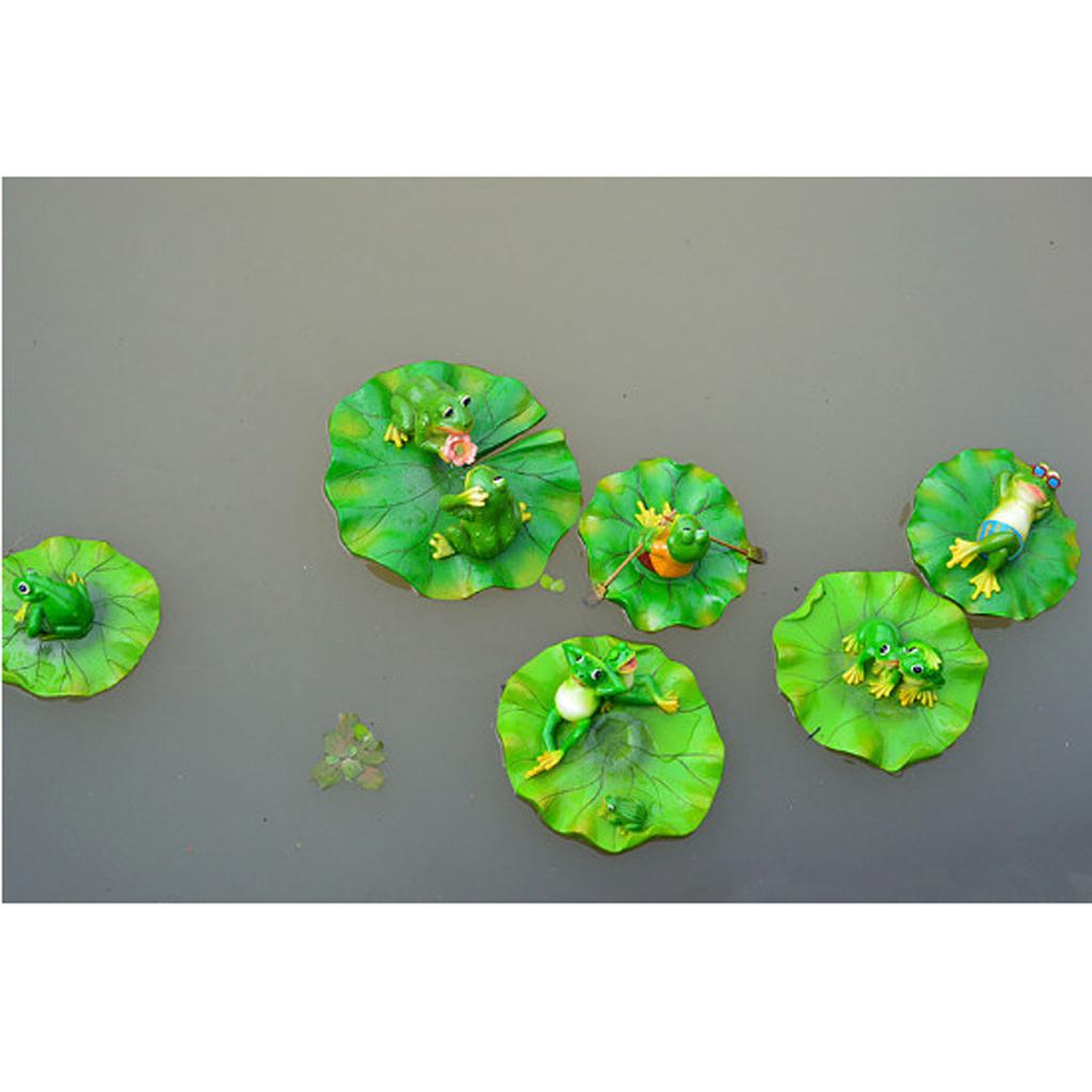 6 Type True to Nature Water Floating Ornament Pond Lily Lotus Leaf Frog Garden Pond Fishpond Summer Swimming Pool Decor