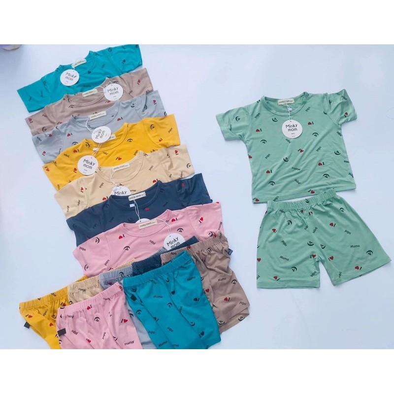 Bộ cộc tay Minky Mom in hình thun lạnh cho bé từ 5kg-19kg