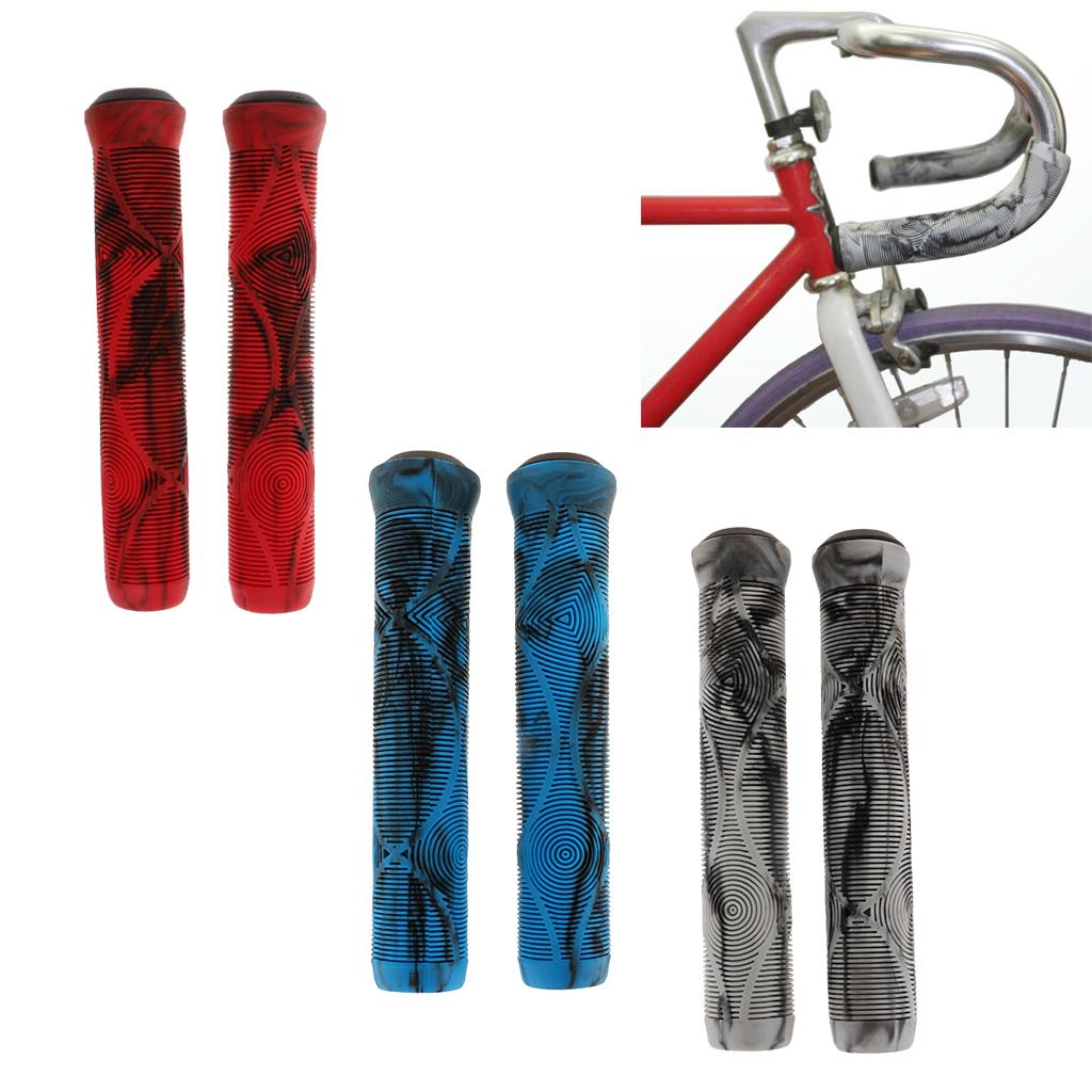 2xBike Grips MTB BMX Non-slip Cycling Handlebar Lock on Grip 1Pair blue-black