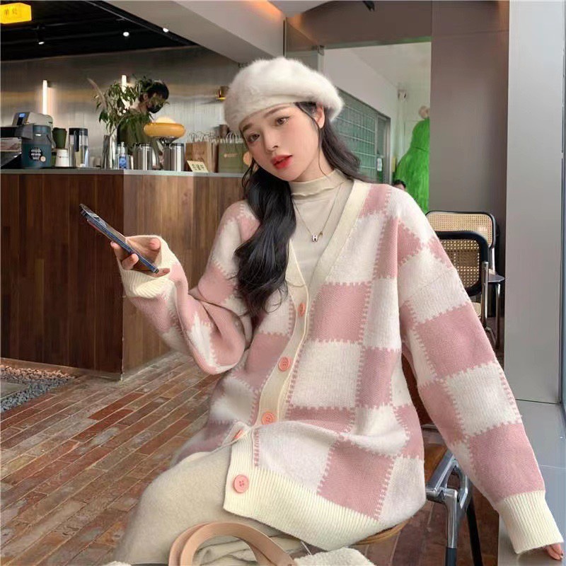 ÁO KHOÁC LEN CARO CHECKERBOARD UNISEX NAM NỮ FORM RỘNG BIG SIZE CARDIGAN ÁO LẠNH DẠO PHỐ GIÁNG SINH NOEL ÁO ĐÔI ÁO CẶP