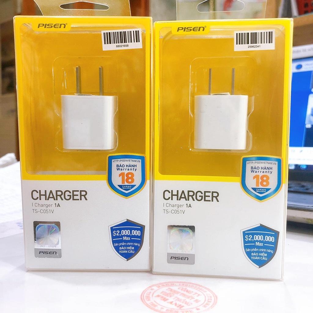 Cóc sạc Pisen I Charger 1A (TS-C051 ) cho điện thoại táo - Hàng chính hãng