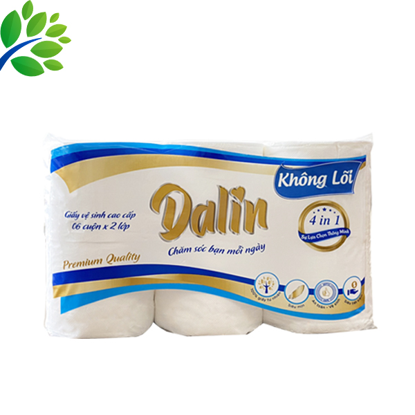 GIẤY VỆ SINH NGUYÊN SINH CAO CẤP DALIN KHÔNG LÕI 6 CUỘN/LỐC