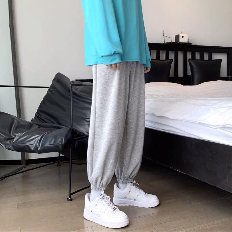 Quần Jogger Ống Bo Chất Thun Da Cá Unisex Nam Nữ Phong Cách Hàn Quốc Ulzzang