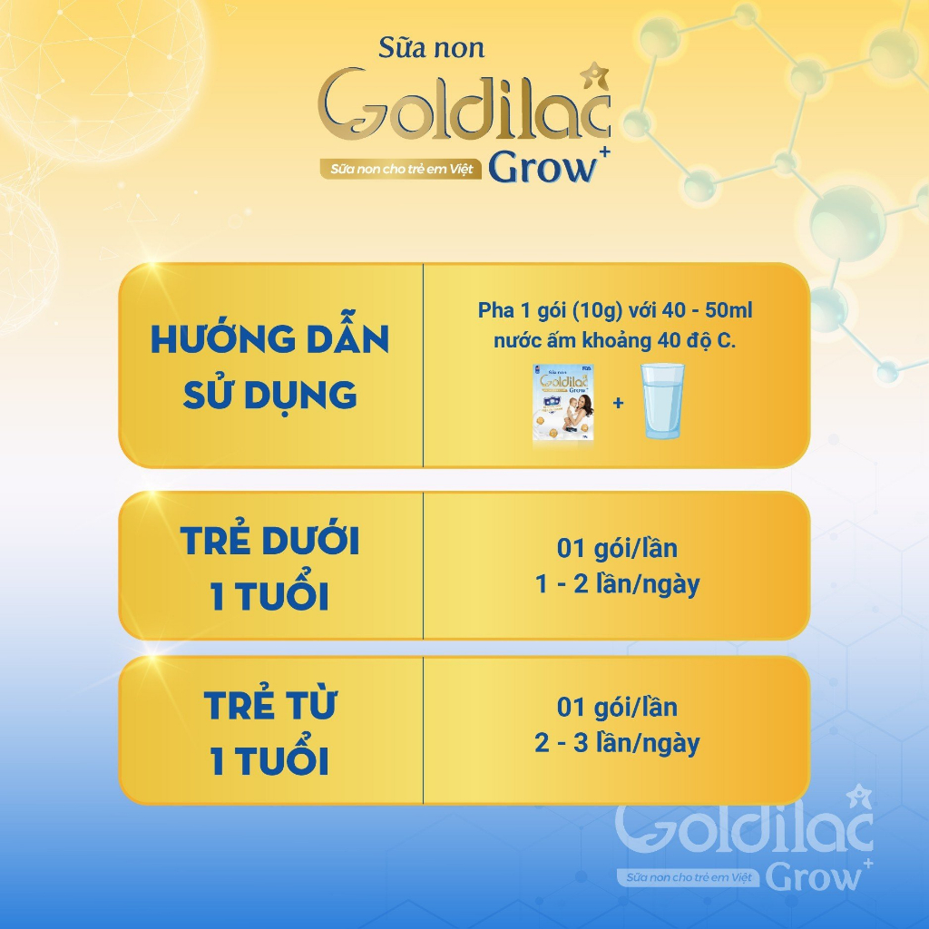Sữa non Goldilac Grow+ - Sữa dinh dưỡng cho bé từ 0-10 tuổi, hỗ trợ cải thiện còi xương, biếng ăn, tăng cân cho bé giúp bé phát triển toàn diện
