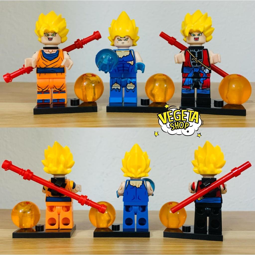 Minifigures Dragon Ball - Mô hình đồ chơi Dragon Ball mini lắp ghép - Gogeta Vegito Son Goku Xeno Vegeta cầm ngọc rồng