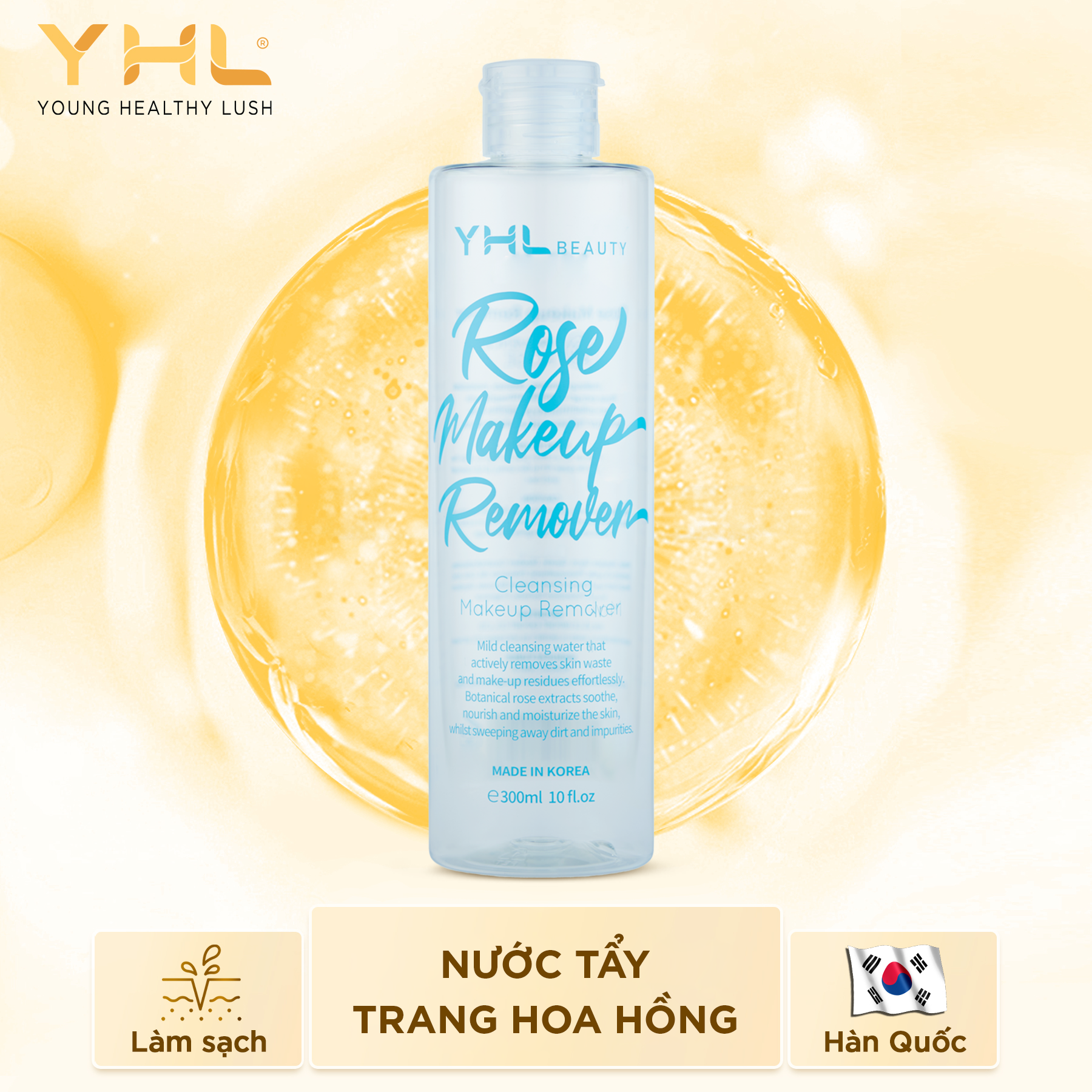 Nước tẩy trang hoa hồng YHL 300ml Hàn Quốc