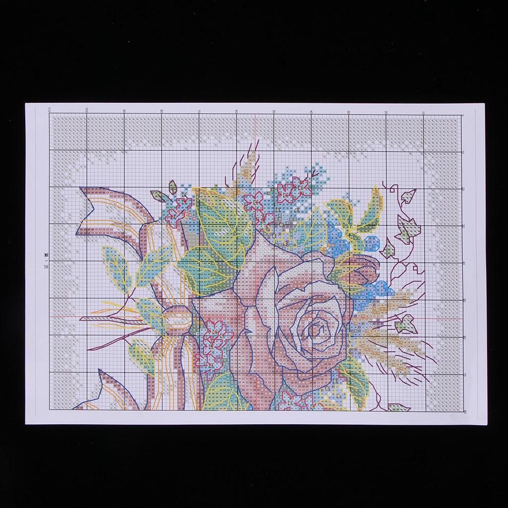 DIY Stamped Cross Stitch Kit Pre-Printed Pattern - Flower 14 Count 28×42 cm