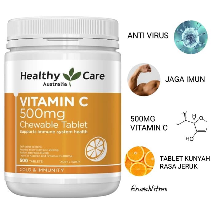 Viên Nhai Healthy Care Vitamin C 500mg Bổ sung vitamin và khoáng chất, Tăng Đề Kháng, Hỗ Trợ Sức Khỏe, Tim Mạch, Làm Sáng Da, Phòng Cảm Lạnh