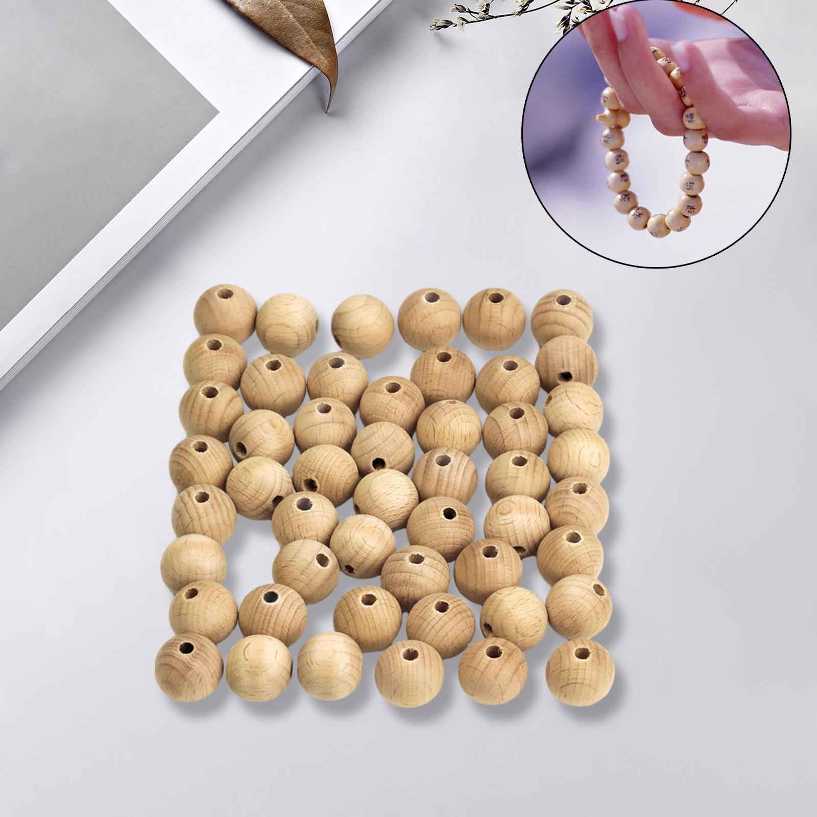 50x Wooden Beads Spacer Beads Craft Round Beads Unfinished Wood Beads for Tiered Tray Decor Party Holiday Decoration Supplies