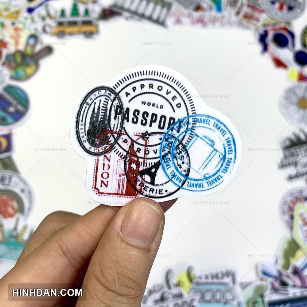 Sticker TRAVEL - DU LỊCH - Dán Trang Trí - Chất Liệu PVC Cán Màng Chất Lượng Cao Chống Nước, Chống Nắng, Không Bong Tróc Phai Màu