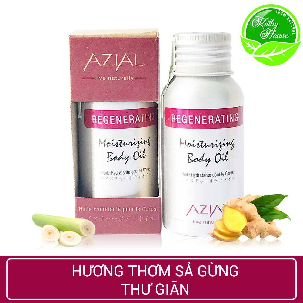 Dầu massage body tinh dầu Sả Gừng AZIAL Regenerating Moisturizing Body Oil 50ml, dưỡng ẩm, thư giãn cơ bắp, làm dịu cơn đau nhức