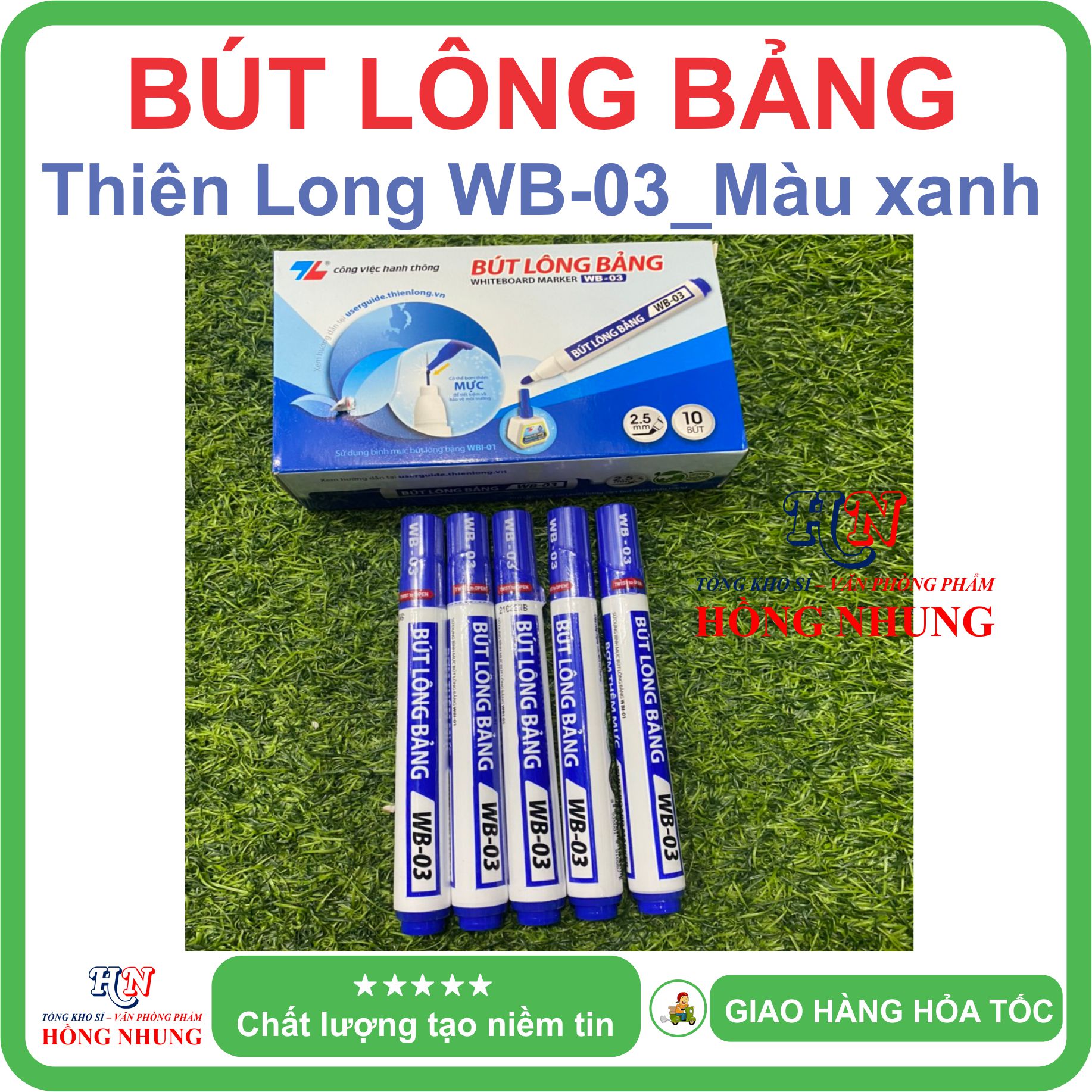 [SÉT] COMBO Hộp 10 Cây Bút Lông Viết Bảng Trắng WB-03, Mực ra đều, dễ lau chùi.